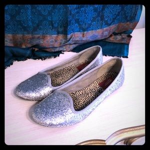 Glittery Silver Flats